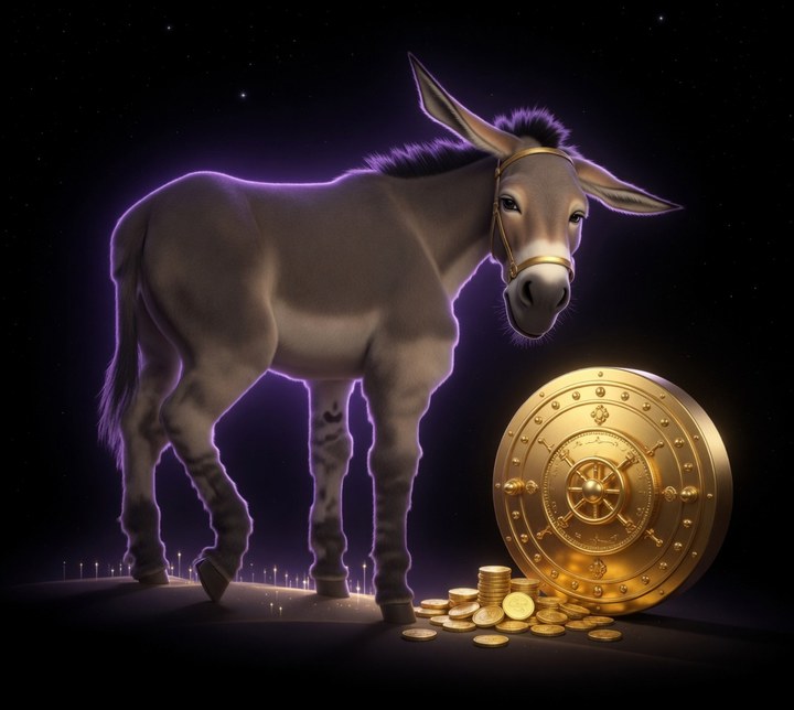 SMOTASS mule beside a gold vault — be careful with your ASSets